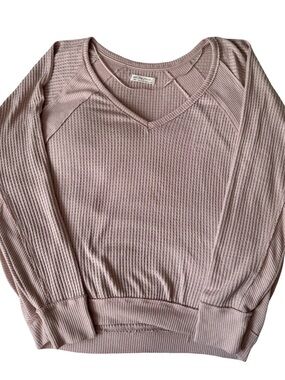 Free People We The Free Waffle-Knit V-Neck Long Sleeve Top
